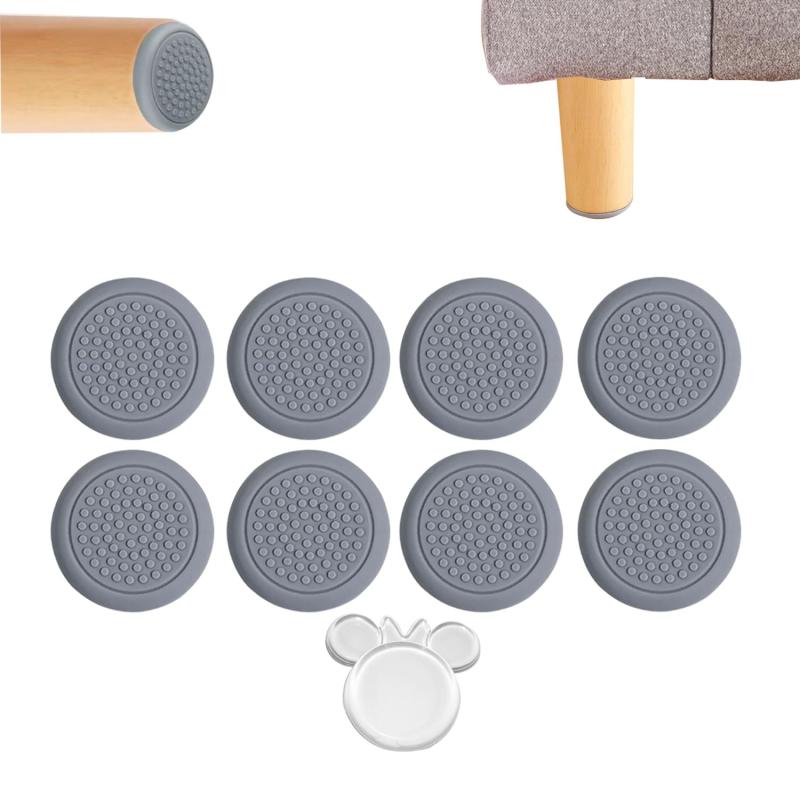 LYGGIE すべり止めシリコンマット 円形 ブルーグレー（4CM×8PCS) 滑り止めシート 家具保護パッドキズ防止・防音 ソファ滑り止め ソファー ズレ防止 キズ防止 圧縮と耐震に強いですNON-SLIP MAT [