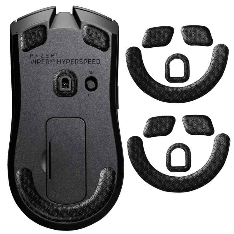 IMMOENUC - マウスソール Razer Viper V3 HyperSpeed 対応 2枚セット、高耐久性、低摩擦、特殊な紋様設計、薄型、マウス脚部交換用、滑り性能強化(ブラック)