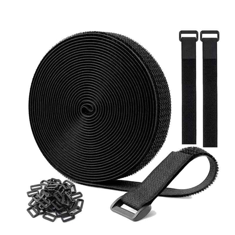 マジック結束バンド 幅20mm×長さ10M 50個バックル付き 再利用可能なケーブル結束バンド 自由にカット、繰り返し利用可能、調節可能 ワイヤ管理 ケーブルバンド 配線整理 収納用テープ DIY用