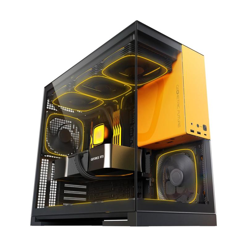 GEOMETRIC FUTURE ミドルタワーPCケース Model 5 Black with 5FAN 「Squama 2503-14」5基標準搭載 強化ガラスパネル ピラーレス構造 RTX 50シリーズGPU対応 420mmラジエーター搭載可能 E-