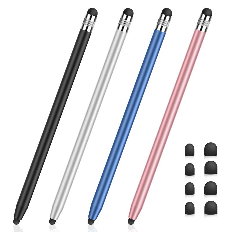 MEKO タッチ画面用スタイラスペン タッチペン 4本セット【耐久性&amp;製品仕様】丈夫で耐久性があり、ちょうどいい大きさと重さで、本物の鉛筆のように手になじむ。スタイラスペンの消耗が気になる方、ペン先を失くしてしまった場合にも安心な交換用ペン先8個入り取り付け・取り外しも手でネジのように回すだけで簡単にできます。