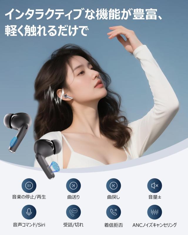 ワイヤレスイヤホン 2025完全 Bluetooth 6.0 & Hi-Fi級 イヤホン bluetooth イヤフォン ポーツ/ゲーム/テレワーク/電話対応 vision-stores-10172338 ビジョンストア サンプル画像3