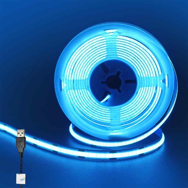 乐天商城 - クリアヒル（Clearhill）5V COB LEDストリップライト 幅8mm 320LEDs/M、8W/M、高密度CRI90 強力な光 メッキ加工両面パネルライトストリップ 非防水IP20 電源コードスイッチ、1mケーブル DIY 家庭のインテ