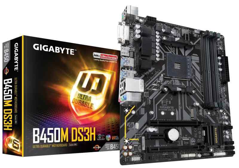 ギガバイトB450M DS3H AM4 / B450 / DDR4 / S-ATA 600 /マイクロATXソケット - ブラック