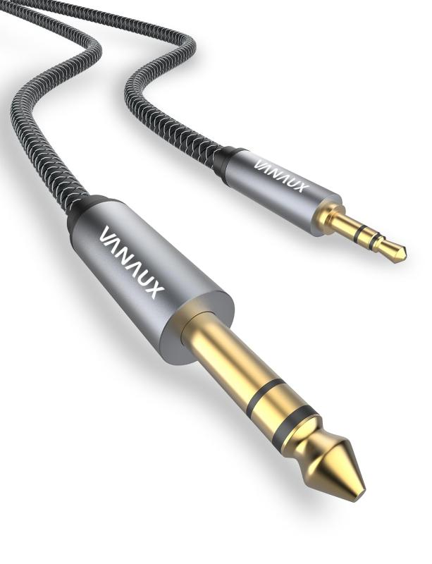 VANAUX 3.5mm to 6.35mm オーディオ変換ケーブル 3.5mmミニプラグ to 6.35mm標準プラグ オス-オス ステレオケーブル スピーカー、アンプ、ギター、ホームシネマ機器、ノートパソコン、ヘッドフォ…