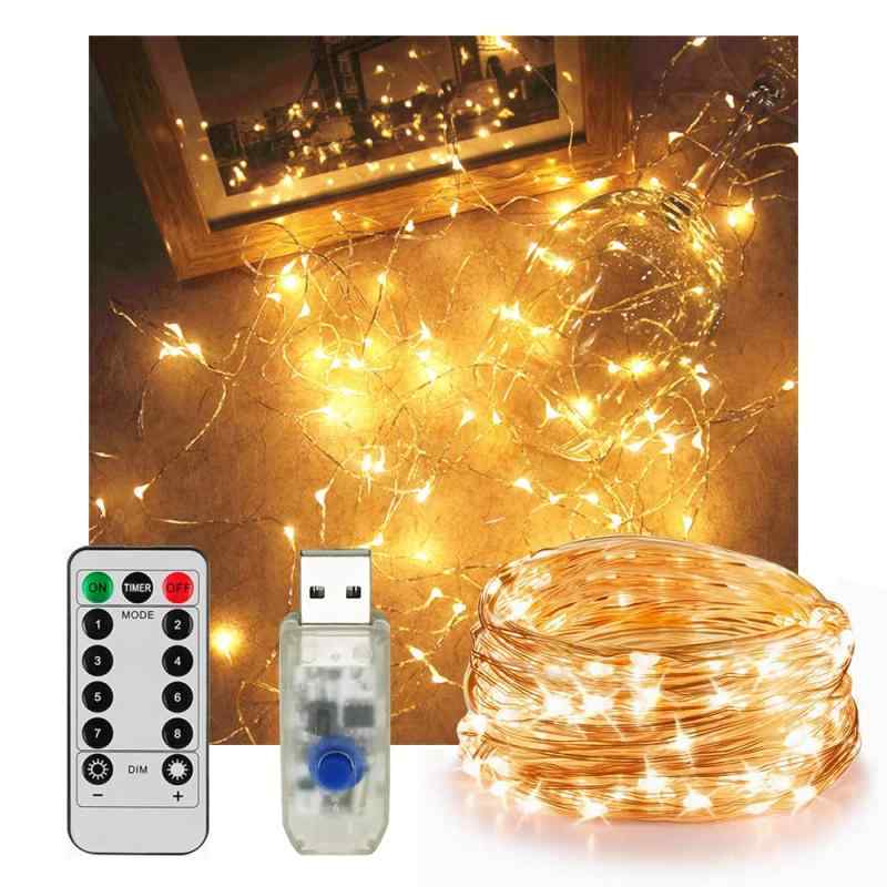 Rakuten - BESLAM LEDイルミネーションライト ストリングライト 100球 10M 100LED リモコン付 8種類の点滅モード 明るさ調節可能 タイマー機能 防水 屋外/室内両用 フェアリーライト ワイヤーライト ガーデ