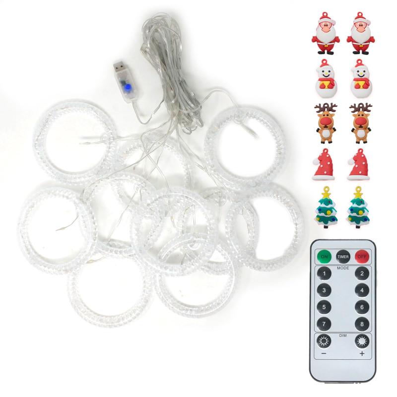 MILASIC クリスマスライト LED110球 おしゃれ USB電源 チャーム・リモコン付き 8パターン タイマー搭載 省エネ カーテンライト 窓 壁 吊り下げ TN-CTLCM