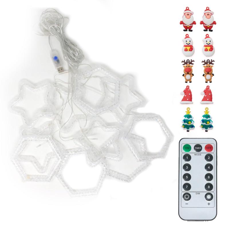 MILASIC クリスマスライト LED110球 おしゃれ USB電源 チャーム・リモコン付き 8パターン タイマー搭載 省エネ カーテンライト 窓 壁 吊り下げ TN-CTLCM 2