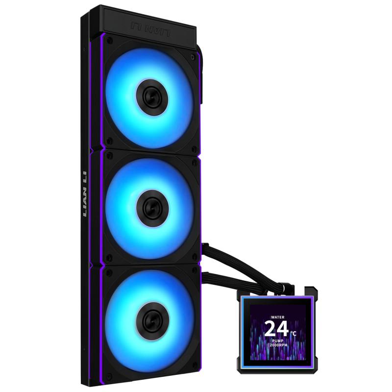 LIANLI 水冷システム HydroShift II LCD-S 360 CL ブラック 「UNIFAN CL120 Wireless」採用 360mmラジエーター サイドマウント設計 3.4インチIPS液晶ディスプレイ搭載 磁気式ホットスワップLCD