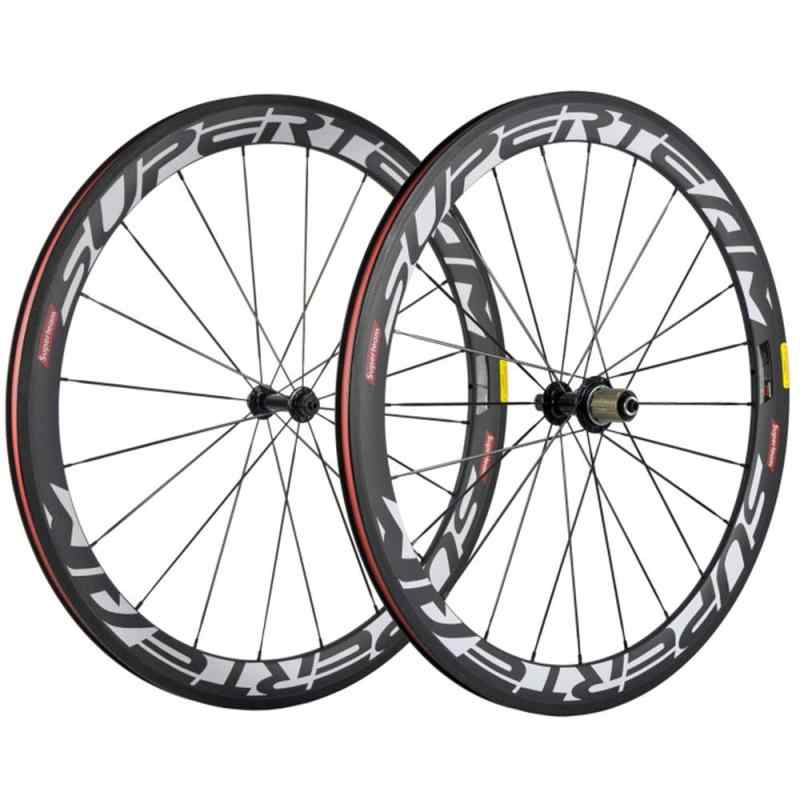 SUPERTEAM 50mm クリンチャ ーホイールセット700c 23mm ロードバイク カーボン ホイール (ホワイト)