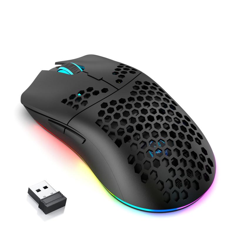 ZIYOU LANG T66 ゲーミングマウスマウス ワイヤレス 無線 1000Hzレポーターレート 2.4G/Bluetooth5.3/USB-C RGBイルミネーション 5段階DPI調整 90g