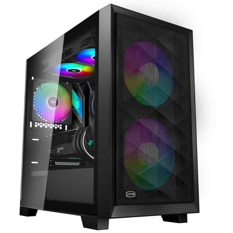 WiNDy - PCCOOLER CPS C3D510 ARGB PCケース ATX ミドルタワー,非常に通気性の高い メッシュメタルフロントパネル エアフローE-ATX/M-ATX/ITX ミドルタワーPCケース 3つのARGBファンを搭載, 最大 390mm の G