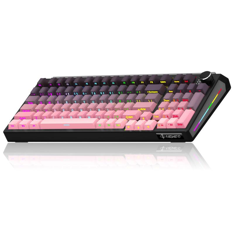 JK980 ゲーミングキーボード 97キー配列 テンキー付き トライモードBT/2.4GHz/USB-Cホットスワップ可能 アニメーションRGBバックライト付き グラデーショントポグラフィックキーキャップ グラデ