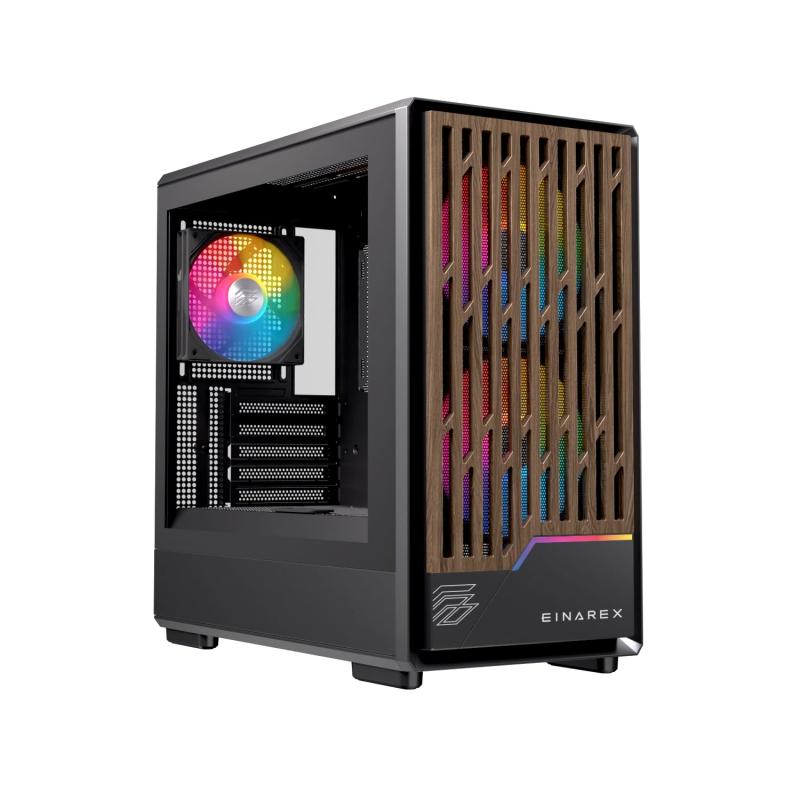 乐天商城 - EINAREX エイナレックス PULSE PM400 RGB Black Micro-ATX対応 PCケース/強化ガラス/静音/高冷却設計/木製フロントデザイン/RGBケースファン3基搭載/240mm水冷対応/最大370mmグラボ対応