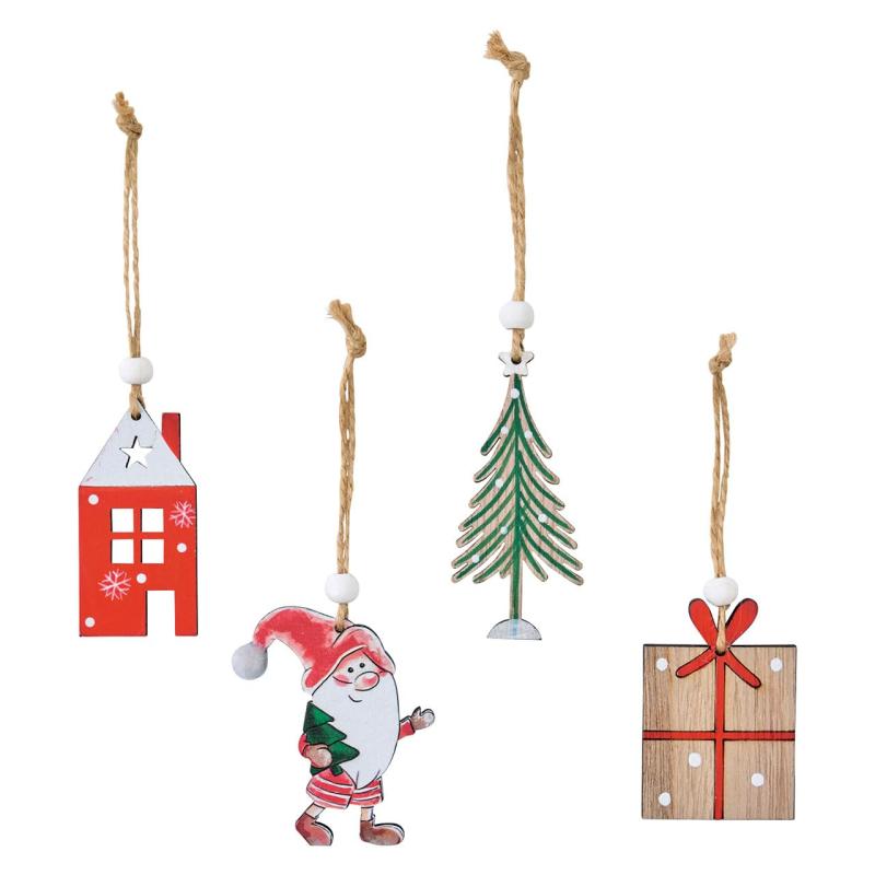 東京堂(Tokyodo) クリスマス オーナメント 装飾 プレゼントサンタオーナメント W2.9～5×D0.4×H5～7.3cm 8個入 XO000068-zzz