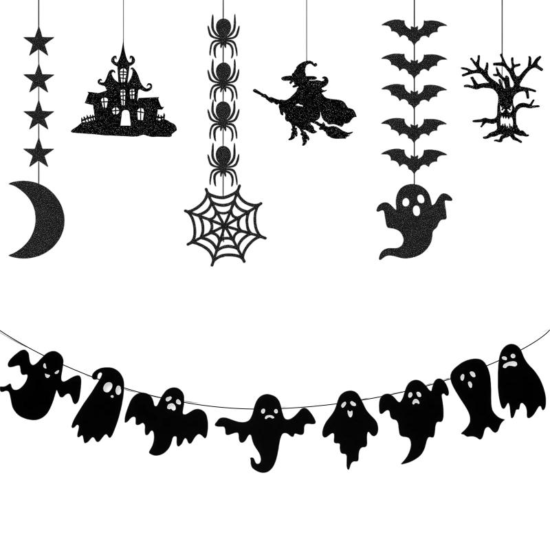 ZTFT ハロウィン 飾り 7点セット 蜘蛛 魔女 幽霊 コウモリ ハロウィン 装飾 ペーパー製 パーティーや店舗用のハロウィーンセット ペンダントデコレーション 壁掛けや写真撮影にも最適【ハロウィン 飾り 7点セット】プルフラッグ1枚、吊り下げオーナメント6個ハロウィン 飾りこのセット、ハロウィン 装飾に最適、 紙製デザインで取り付けが簡単、様々な場所で使用可能。【ハロウィン 飾り】ハロウィン 飾り高品質の紙を使用した耐久性のあるデザイン、 ハロウィンの雰囲気を盛り上げるお化けやコウモリのデザインが特徴。【ハロウィーンセット 多用途】ハロウィン 飾りパーティー会場、店舗、家庭など、様々なシーンで使用可能; 壁掛けや天井からの吊り下げにも適しています。このセットハロウィン 飾りどこにいてもハロウィンの雰囲気を演出でき、恐怖を体感できます。【簡単設置】 ハロウィン 飾り セットは組み立てが簡単で、時間をかけずに飾り付けが可能; 紐付きでどこにでも設置できます。このセットハロウィン 飾り使いやすく、インストールもそれほど複雑ではありません。【ハロウィン 装飾 フォトジェニック】このセットハロウィン 飾り写真撮影の背景としても最適なデザイン、ハロウィンの雰囲気を演出し、SNSでの共有にもぴったり。