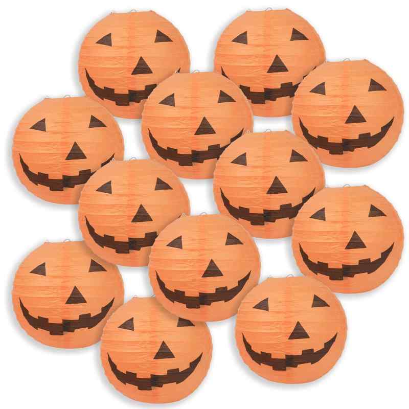 Rakuten - FINGOOO ハロウィン 飾り 提灯 16個 20cm 11種類 ランタン 装飾 飾り付け 紙ちょうちん カボチャ かぼちゃ 屋外 屋内 店舗 玄関 インテリア グッズ