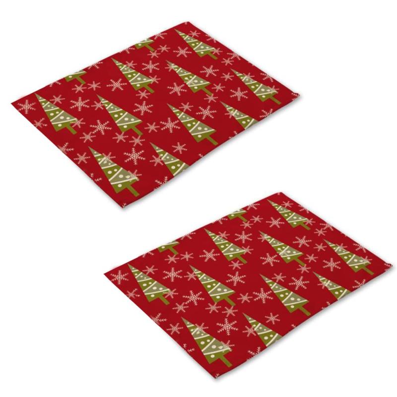 MinniLove ランチョンマット コースター クリスマスツリー柄 断熱パッド 北欧風 リネン 吸水性 厚手断熱 テーブルやけど防止 クリスマステーブルの飾り 日常/レストラン/ホテルに適合
