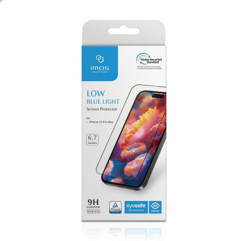 Rakuten - imos iPhone 15 Pro Max用 画面保護フィルム、2.5Dブルーライトカットブラックベゼル保護強化ガラス、耐久性と落下に強い、気泡ゼロ、簡単取り付け