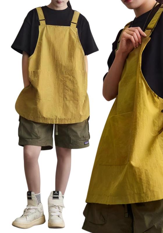 [UNiELEMENT] エプロン かぶるだけ H型 apron メンズ レディース ワークエプロン おしゃれ キッチン 料理用 作業用 飲食店 ナイロン 黒 前掛け 調節可能 撥水 大容量ポケット