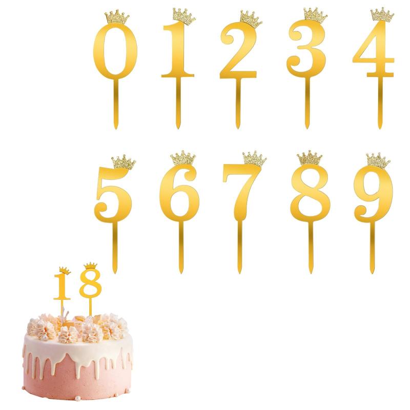 Coollooda ケーキトッパー 数字 ケーキ挿入カード (10個入り) キラキラ カップケーキ 誕生日 記念日 ケーキ飾り ピック バースデーケーキ パーティーの装飾 結婚記念日 記念撮影 お菓子 飾り付