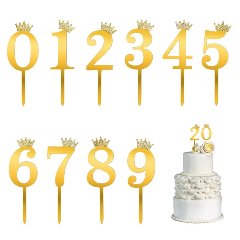 Jravezt ケーキトッパー 誕生日 ケーキ飾り 10点セット ケーキ挿入カード 数字 番号 0-9 ケーキデコレーション バースデーケーキ バースデーパーティー 装飾用品【内容】数字ケーキデコレーション10個セット、高さ約10.6cm。【クラウンデザイン】アクリル素材を使用し、光の下で煌めく輝きを放ちます。各数字の頂点には精巧な王冠の造形が施されており、ケーキを一瞬で華やかな気品に彩ります。【数字の組み合わせ】0から9までの10種類の独立した数字デコレーションがセットになっており、あらゆる年齢層の誕生日や記念日にご利用いただけます。【多様なシーンでの活用】誕生日ケーキのデコレーションはもちろん、結婚式や記念パーティーのテーブル装飾としてもお使いいただけます。王冠を戴く数字は装飾性と記念性を兼ね備え、写真撮影の最高のアイテムとなります。【簡単ご使用】数字の底部には挿入ピンが付いており、ケーキに簡単に挿し込んで安定します。