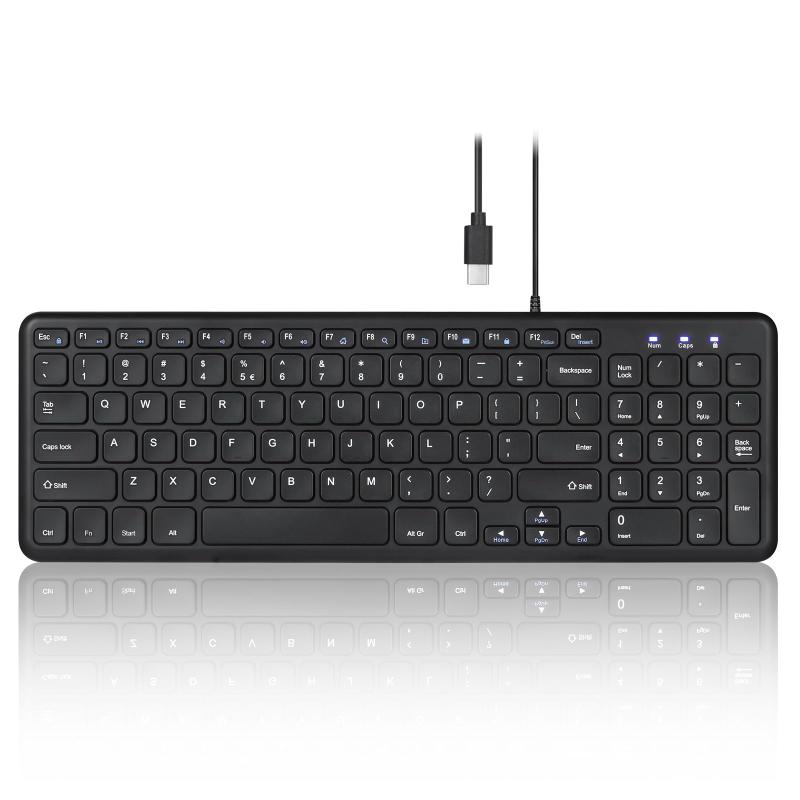 Perixx PERIBOARD- Wired Silent USB Scissor Keyboard - 14.45x4.76x0.70 Inches Compact Design with Number Pad