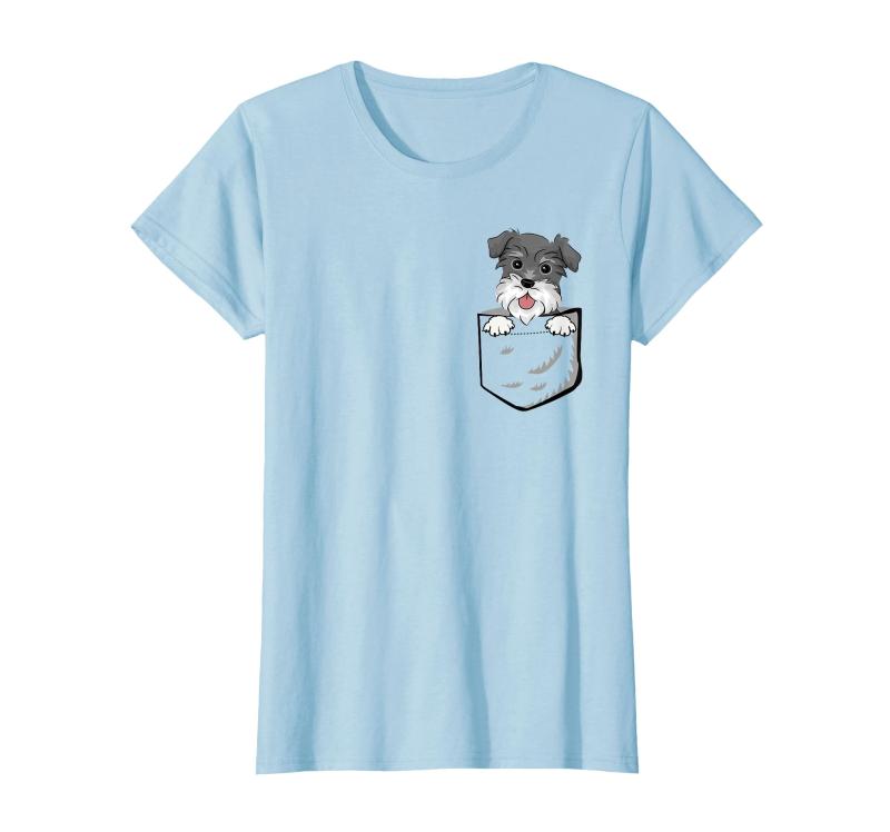 かわいいリトル・シュナウザー犬 ポケットの中のTシャツ Tシャツ