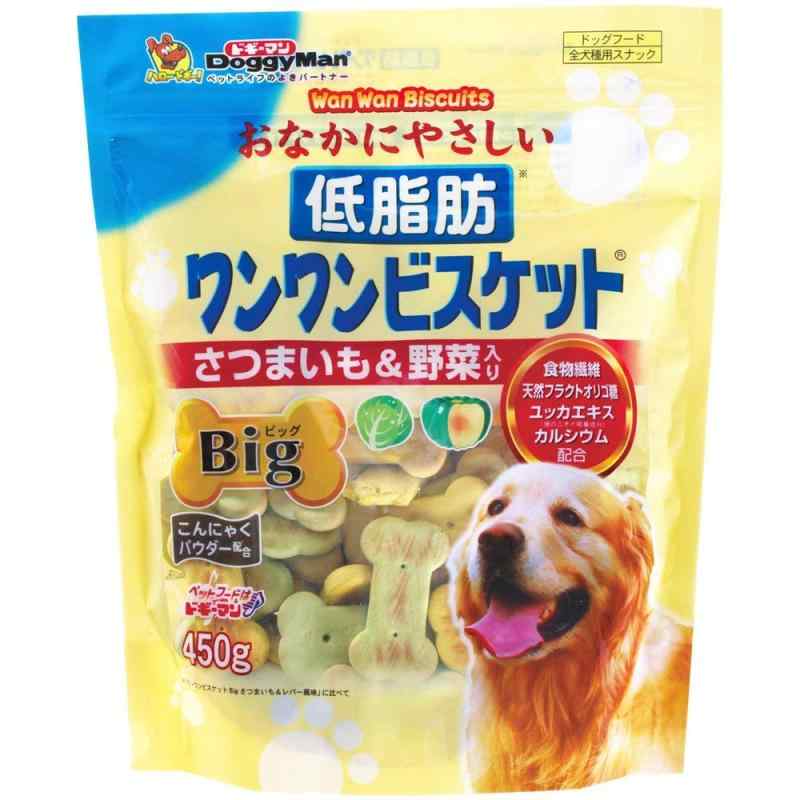 ビジョンストアの【3袋セット】 ドギーマン おなかにやさしい低脂肪ワンワンビスケット Big さつまいも&野菜入り 450g × 3袋｜アングル2