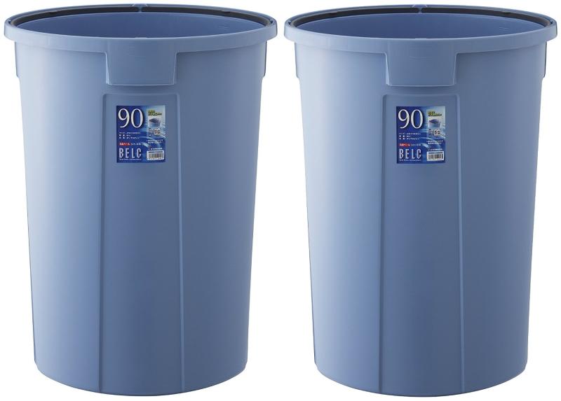 Pipe Type - リス ゴミ箱 丸型 ペール 本体 ブルー 90L ベルク 日本製 2個セット