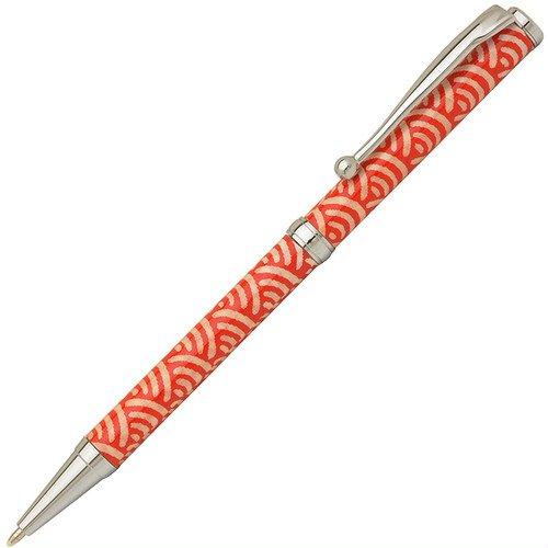 「f style 手作り ボールペン 美濃 美濃和 和 紙 mino washi pen 青梅 波 赤色 イ...