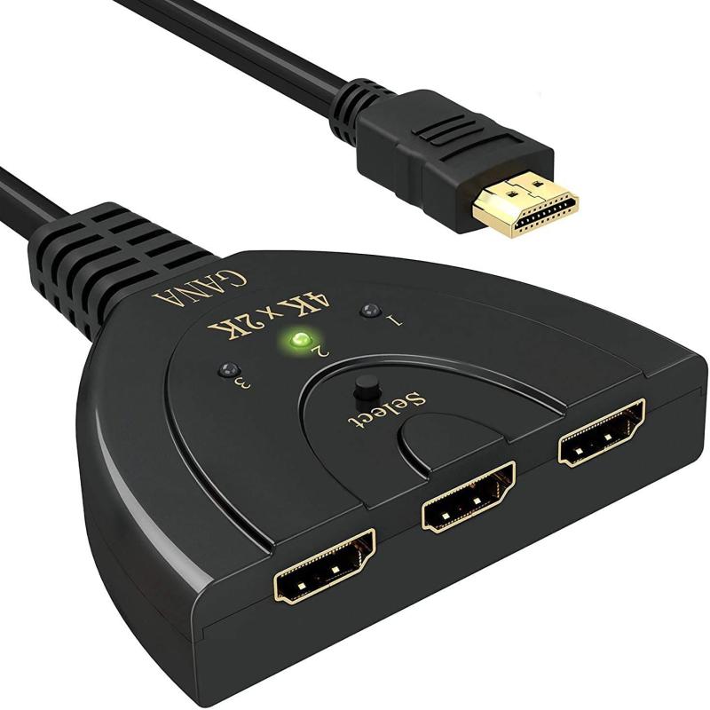 HDMI切替器 GANA 4Kx2K HDMI分配器 /セレクター 3入力1出力金メッキコネクタ搭載1080p/3D対応(メス→オス) 電源不要 Chromecast Stick/Xbox One ゲーム機/レコーダー パソコン PS3 Xbox 3D