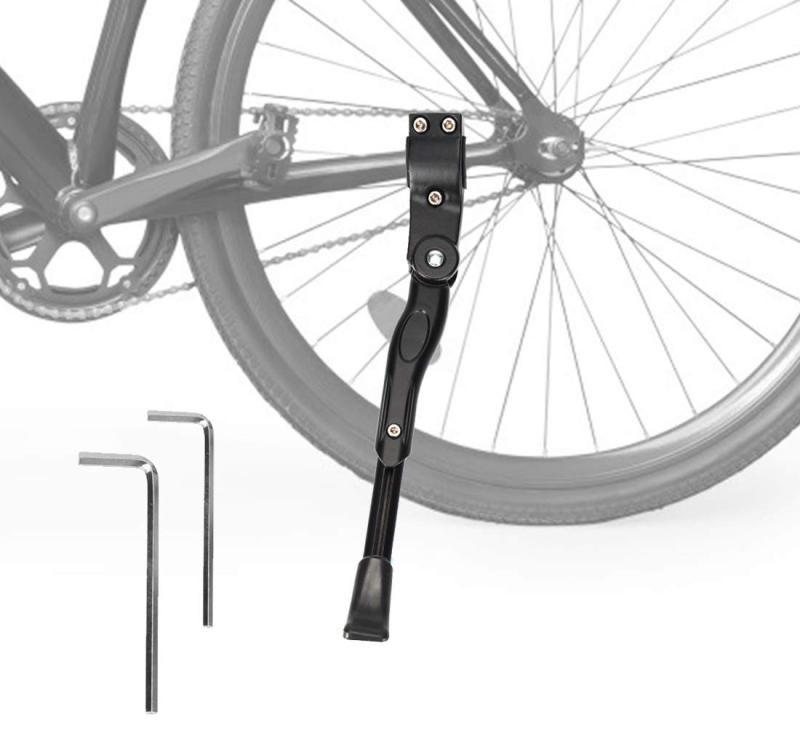 キックスタンド 自転車 スタンド 六角レンチ付き 長さ調節可能 Cyfie 軽量 片足 アルミニウム合金製 18インチ~20インチ対応18～20インチの自転車に対応可能のアルミ合金製サイドスタンド。ロード、クロス、マウンテンバイクなど向けの汎用キックスタンド。滑り止め設計されている強化プラスチック製キックスタンド足。ネジで固定しているだけで、付きのレンチで脱着しやすいサイドスタンド。お届いた商品が万が一初期不良と判断された場合は・交換・修理できます。鉄製品なので輸送や出品に多少傷に追われる恐れがあります、予めご了承ください。