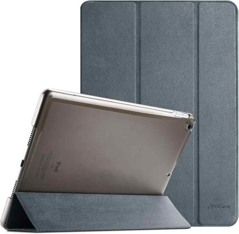 ProCase iPad 第9/8/7世代用ケース 10.2 2021 2020 2019 バックカバー 軽量 スタンド - マットグレー対応機種：iPad 10.2" 第9世代 2021 (A2604 A2605 A2603 A2602) / 第8世代 2020 (A2270 A2428 A2429 A2430)/ 第7世代 2019(A2197 A2198 A2200)のみ、その他の型式に適用されません。ご購入前、ご設備のモデル番号をご確認ください。曇った半透明のつや消しの背面カバーにより、耐衝撃で指紋や傷から保護しながら、Appleアイコンを目立たなくディスプレイします。 ご注意：光の環境により透明度が異なる場合がありますのでご了承ください。超スリムで軽量なハードバックデザインにより、最小限の重さを追加する前提にiPadを保護します。シンプルがクラシックのデザイン；開口部が精確的ですべての機能へ自由にアクセスできます(カメラ、スピーカー、ポートなど）。ご注意：スマートキーボードと搭載使用はサポートしません。オートスリープ/ウェイクに対応します；マグネットによりカバーの開閉も容易です。
