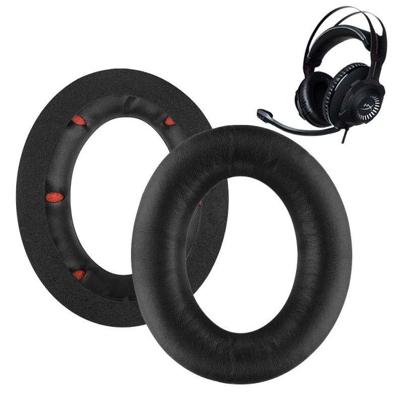 イヤーパッド FOR Kingston HyperX Cloud Revolver/Revolver S に対応 交換 用 ヘッドホンパッド 防止音漏れ防止 <1組 > なんしつ 高密度フォームRuiMi (ブラック/レッドスポンジ)