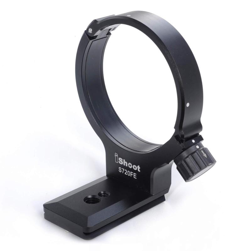 カメラリング式三脚座、 三脚マウントリング、レンズサポート襟、レンズブラケット襟、三脚ソケット, Sony FE 70-200mm f/4 G OSS Lens と互換性があります, ボトムは1/4 3/8 ネジ穴付きのクイックリ1. このレンズブラケットはソニー Sony FE 70-200mm f/4 G OSS Lensのために特別に設計。2. このリング式三脚座は、ソニーのオリジナルデザインを参考にして修正し、ベアリングを強化し、詳細を改善し、クイックリリースプレートの機能を追加しました。3. 正味重量は約165gです。内径は約72.5mm、幅は約17.5 mmである。 ボトムはクイックリリースプレート機能が追加され、プレートの長さは約 76ミリメートル。1/4と3/8のネジ孔を持っています。4. 底のクイックリリースプレートはARCA-SWISS標準を使用します、RRS / ARCA-SWISS / ISHOOT 雲台（三脚ボールヘッド）と互換性があります。5. この三脚マウントリングは、航空アルミニウム、CNC 精密機械加工、表面研磨と陽極酸化で作られています, 分割構造、滑り止めパッチ、銅製ノブ、ステンレス製ネジで付き。