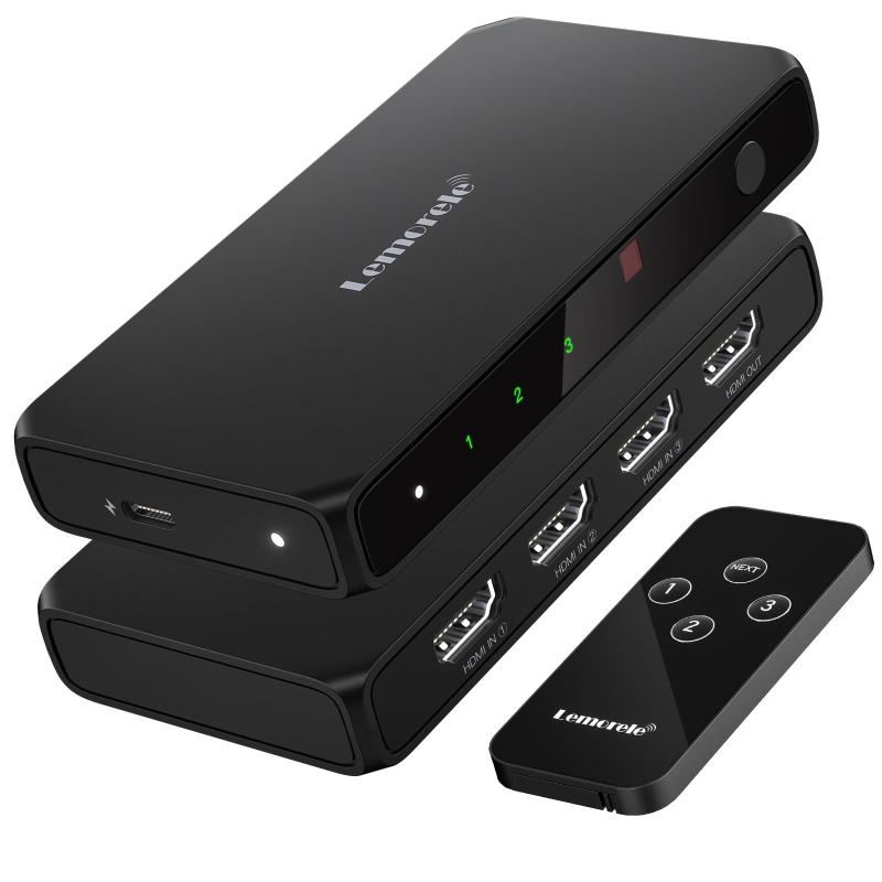 HDMI 切替器 リモコン付き 3入力1出力 4K@60Hz hdmi 切り替え器 分配器 セレクター 1080P@60Hz HDCP 2.2 HDR 3D対応 手動 切り替えPS5/Switch/PS3/PS4/TV Fire Stick4K動作対応（Black）【HDMIセレクター3入力1出力】このHDMIスイッチャーはマルチチャンネル入力機能とシングルチャンネル出力機能を備えており、3台のHDMIデバイスの同時接続をサポートし、そのコンテンツをHDMIモニターまたはTVに切り替えて視聴することができます。hdmiスイッチを介してTVボックス、ゲーム機、コンピュータなどのさまざまなHDMI入力ソースを簡単に切り替えることができるため、1台のディスプレイデバイスで複数のビデオソースのコンテンツを楽しむことができます。これにより、HDMIケーブルを頻繁に抜き差しする必要がなくなり、スイッチ1つで複数のデバイスを簡単に管理できるようになります。【HDMI 4K@60Hz出力】このビデオ スイッチャーは強力なビデオ処理機能を備えており、最大4K解像度 (3840x2160 ピクセル) および60Hzのリフレッシュレートまでのビデオ出力をサポートできます。 高解像度の映画を見ている場合でも、ゲームをプレイしている場合でも、プロの画像処理を行っている場合でも、このスイッチにより、忠実度の高い画質と細部の明瞭さがされます。 最新のビデオ規格をサポートし、視覚体験をよりリアルで素晴らしいものにします。【HDMI分配3出力選択】スイッチャーには最新のアクティブな入力ソースを自動的に検出して切り替えるスマートスイッチング機能もあり、操作プロセスを簡素化します。さらに、このスイッチャーは高帯域幅のHDMI2.0規格もサポートしており、送信されるビデオ信号とオーディオ信号の安定した高解像度の品質をします。【IRリモコン付き-ボタン電池内蔵】付属のリモコンまたは本体のボタンを使用して切り替えを行うことができ、希望の入力ソースを簡単に選択できます。 スイッチャーには、操作の利便性と視覚的な情報を提供するために、リモート コントロール、高速スイッチング、LEDインジケーターなどの他の機能も搭載されている場合があります。【オーディオとビデオの同期スイッチャー】: 入力ソースを切り替えると、HDMIスイッチが新しい入力信号を自動的に検出し、オーディオ信号とビデオ信号が同期して出力ポートに送信されるようにします。 高速 HDMI 接続と高度な信号処理テクノロジーを使用して、オーディオとビデオのタイムラインが完全に一致するようにし、遅延や非同期を回避します。