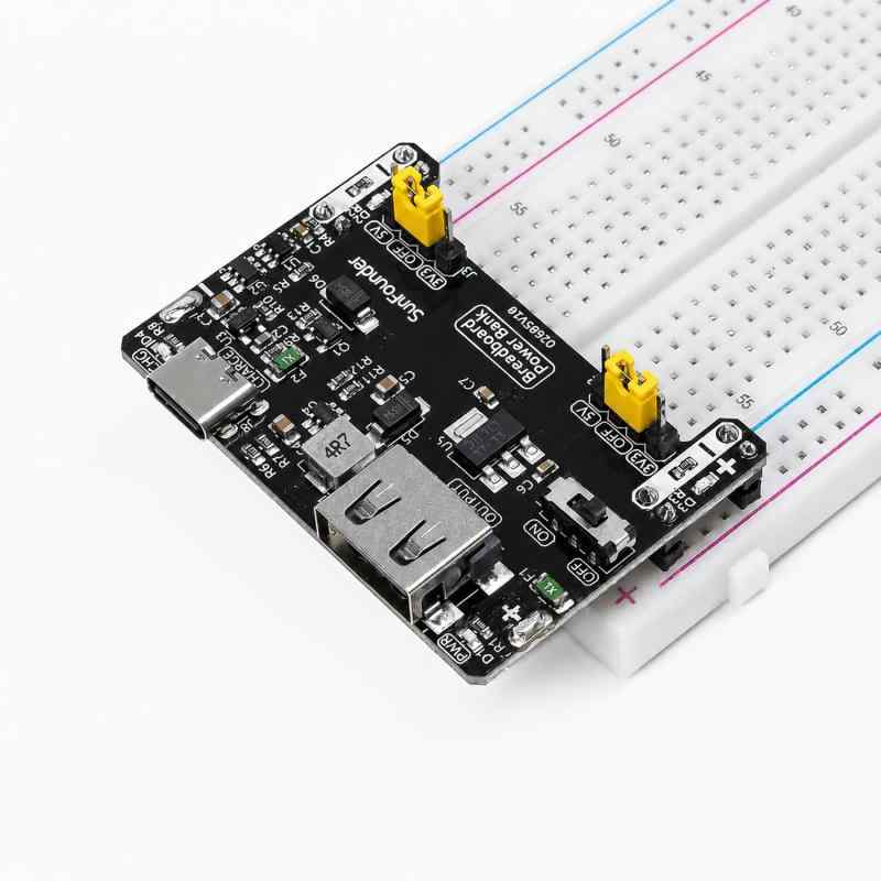 SunFounder BreadVolt ブレッドボード用電源モジュール 内蔵充電式バッテリー Arduino、Raspberry Pi、Pico W、ESP32に対応 5V/1.5A、3.3V/1A、USB出力 (ブレッドボードは含まれていません) オ
