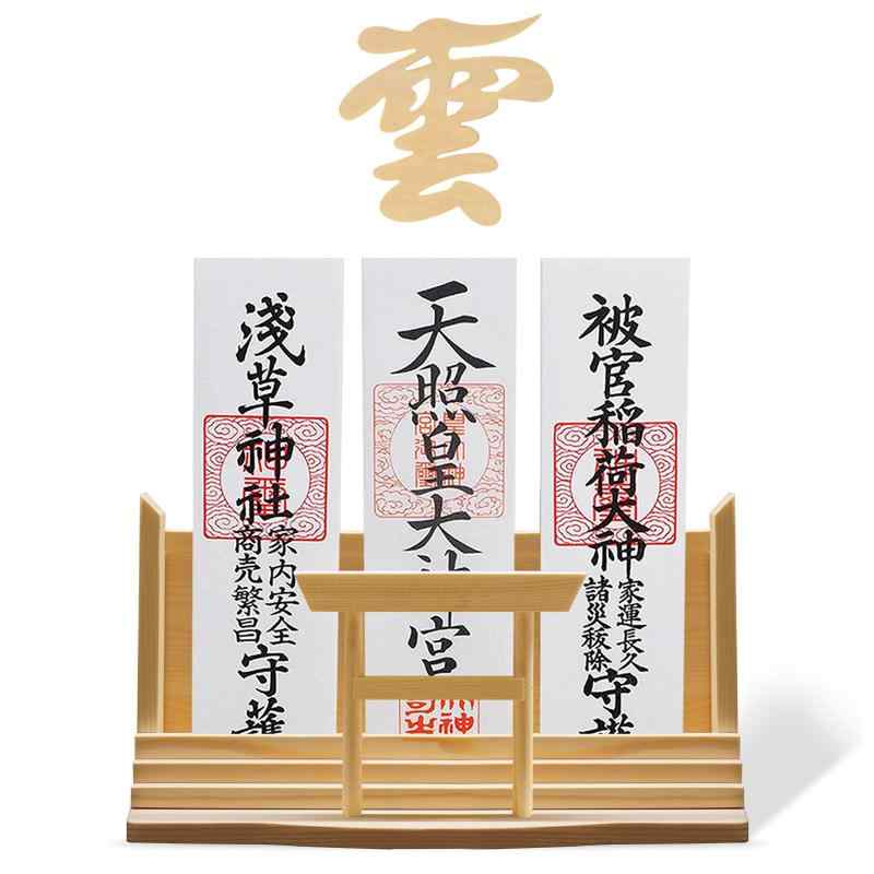 [Tonbobo] 神棚 壁掛け 鳥居神棚 【神棚&amp;雲板セット】 御札 立て 天然木材 軽量 神札ホルダー おしゃれ 置き型鳥居神棚