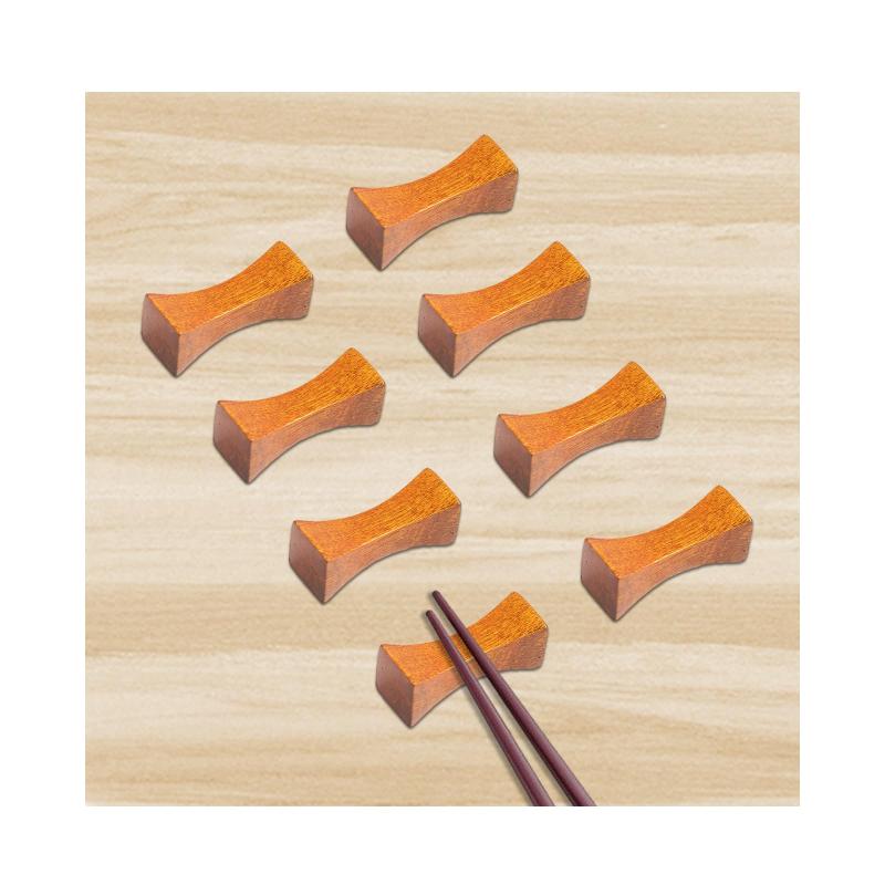 happykau 箸置き 木製箸置 8個セット 箸台 箸枕 お箸おきおしゃれ カトラリーレスト 和食器 旅館 飲食店 業務用 和風 (S)