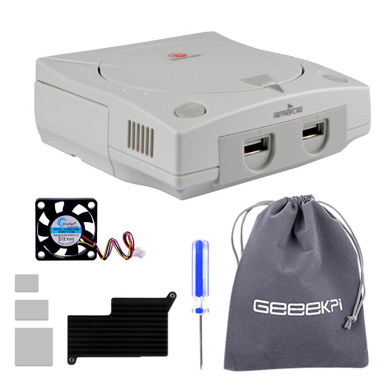 GeeekPi Retroflag Dreamケース Raspberry Pi 5用 冷却ファンとアルミニウムヒートシンク、SDカードスロット、USB、LAN、改良されたHDMIポート、カスタマイズ可能なリセットボタン付き