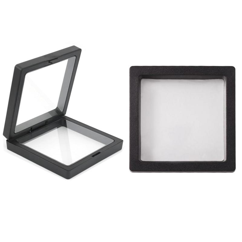 XuJJJJunB ディスプレイケース コレクションケース 5*5*2cm 2個 透明フィルム バッジ収納 酸化防止 標本 アンティーク ピアス 指輪 ケース 小物 展示 保管 ルースケース 透明フィルム(ブラック)
