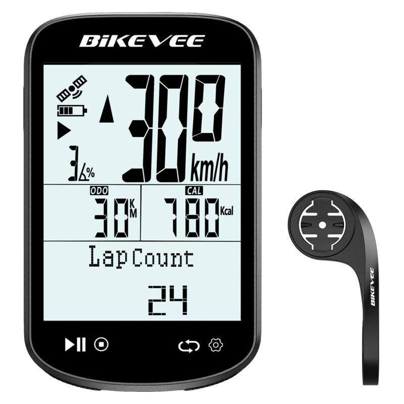 Bikevee ワイヤレス GPS サイクルコンピューター バンドル 自転車用スピードメーター＆オドメーター ケイデンスセンサー付 自動バックライト＆自動停止 IPX7防水 2.6インチFSTNガラスLCD デュア