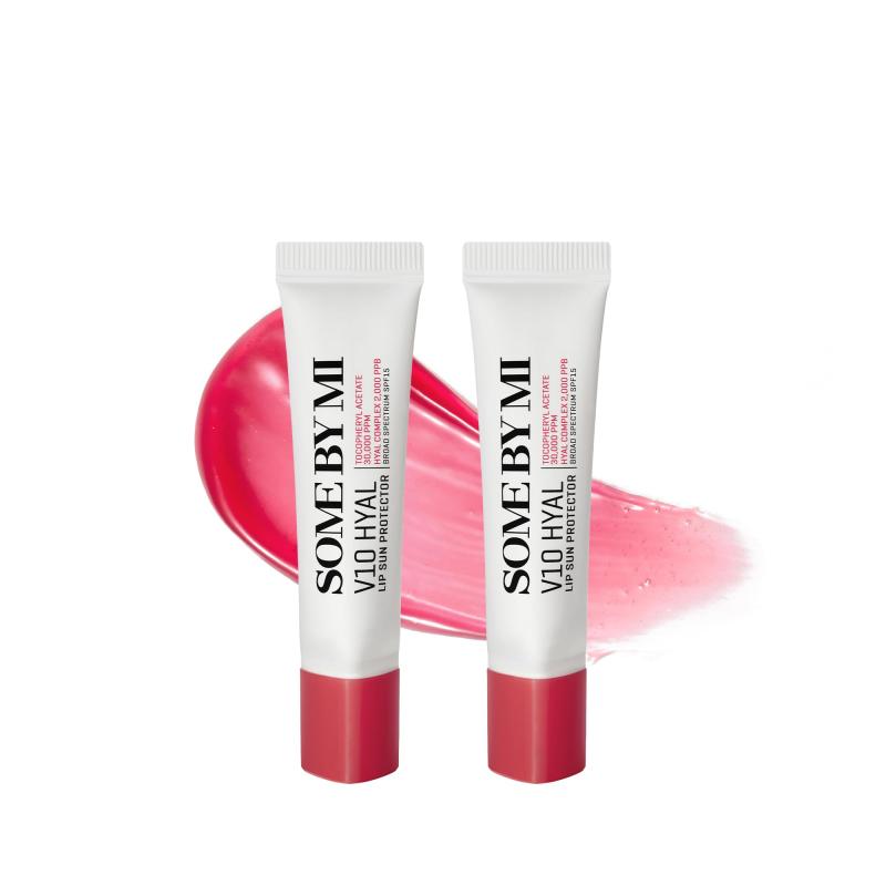 SOME BY MI(サムバイミー) V10 ヒアル リップサンプロテクター ベリー 2個セット 13g *2 V10 HYAL LIP SUN PROTECTOR BERRY 13g *2 乾燥しやすく敏感な唇のための韓国製ティントグロウ SPF15