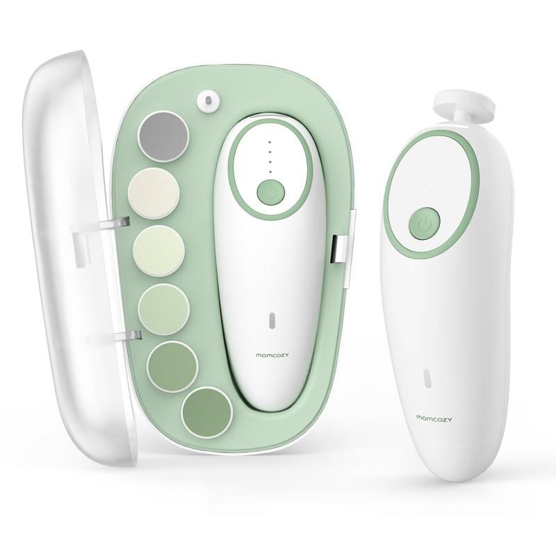 Momcozy 赤ちゃん つめやすり 電動 ベビー 爪切り セット LEDライト付き 7種類交換ヘッド 新生児 子供 つめきり 出産準備