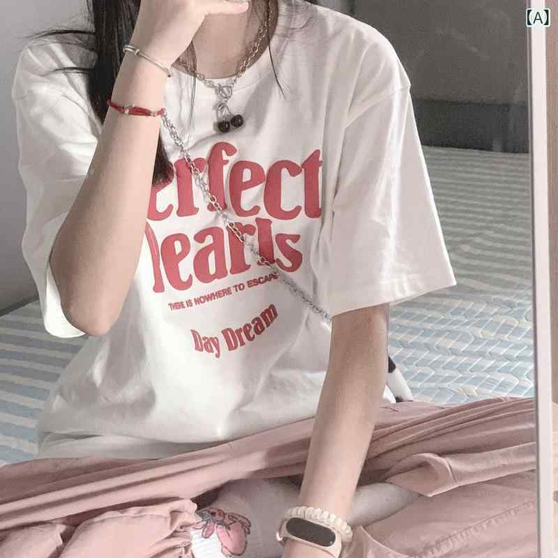 Tシャツ レディース 半袖 トップス カットソー プルオーバー インナー 薄手 接触冷感 ゆったり 楽ちん 大きめ ビッグシルエット クルーネック 丸首 カートゥーン キャラクター プリント イラスト かわいい カジュアル 春 サマー カジュアル 夏服