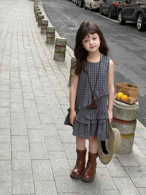 ワンピース キッズ 女の子 子供用 ノースリーブ ノースリーブワンピース 袖なし プリンセスドレス フリル 不規則 切り替え アシンメトリー ギャザー スウィート かわいい お出かけ 普段着 レジャー