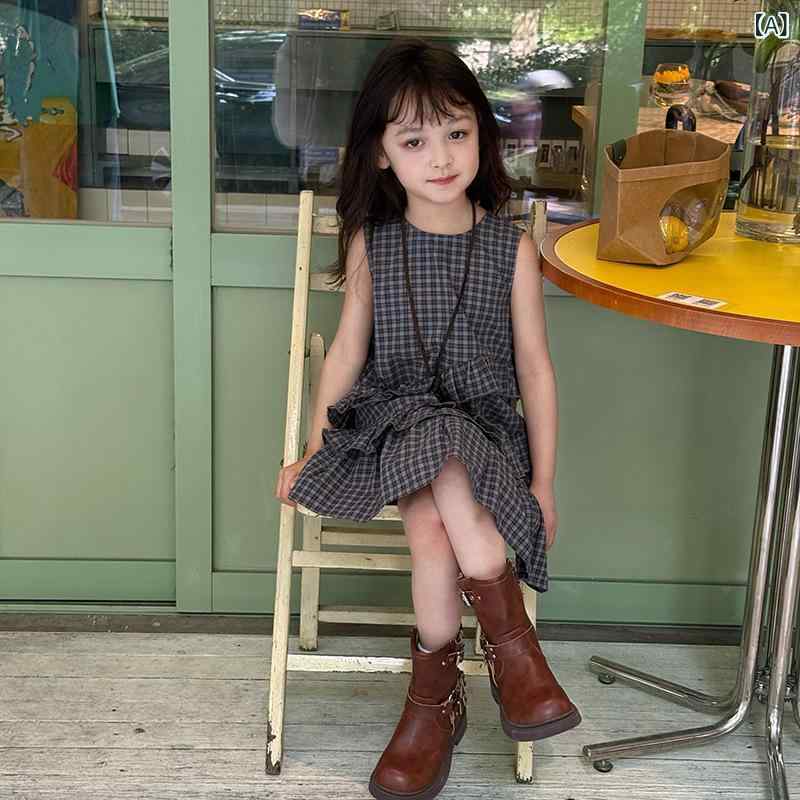 ビジョンストアのワンピース キッズ 女の子 子供用 ノースリーブ ノースリーブワンピース 袖なし プリンセスドレス フリル 不規則 切り替え アシンメトリー ギャザー スウィート かわいい お出かけ 普段着 レジャー｜アングル2