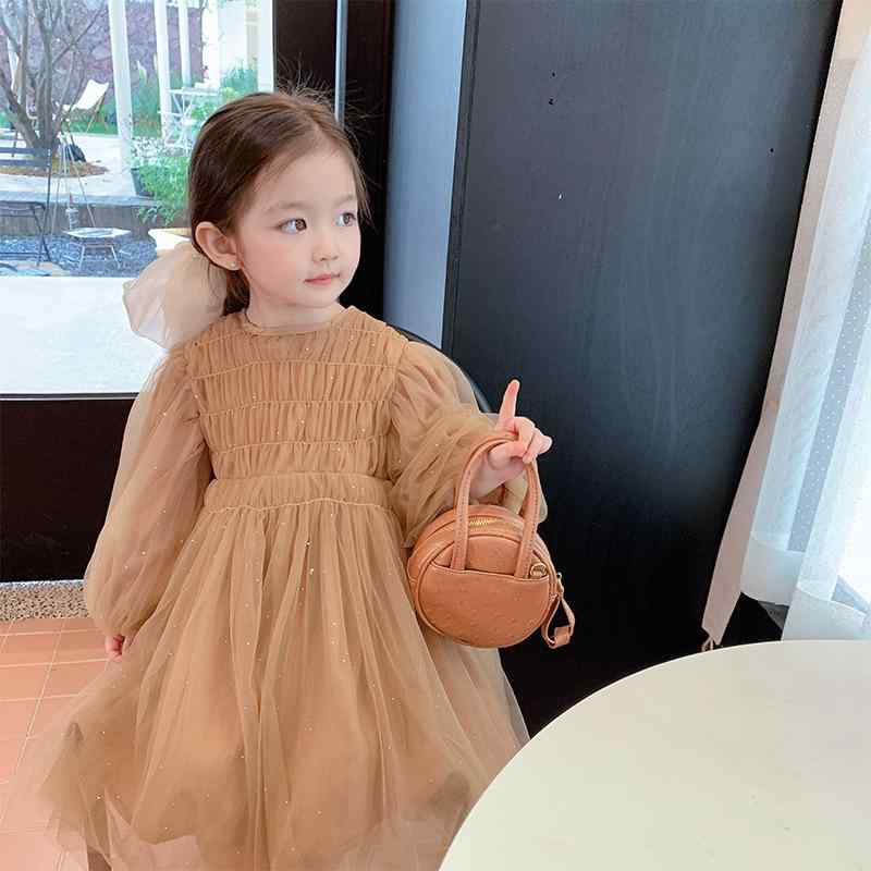 ワンピース 女の子 キッズ ベビー 長袖 切り替え チュールスカート チュチュ フリル Aライン プリンセス ドレス お姫様 韓国風 かわいい おしゃれ お出かけ 通園 通学 秋物 秋冬