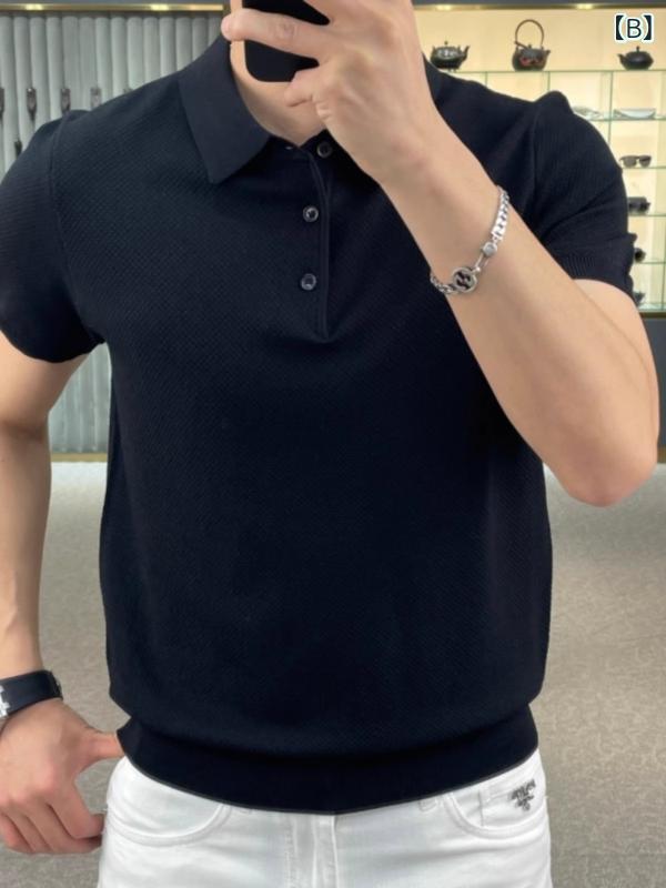 Tシャツ メンズ 半袖 ポロシャツ サマーニット トップス カットソー 男性用 紳士 襟付き プルオーバー 春夏 カジュアル シンプル おしゃれ スタイリッシュ アメカジ ビッグシルエット 普段使いやすい 普段着回し vision-stores-10226715 ビジョンストア サンプル画像3